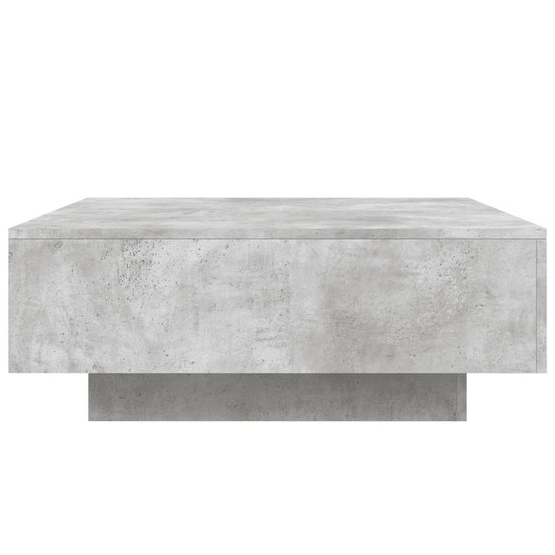 vidaXL betonszürke dohányzóasztal LED-lámpákkal 80 x 8 0x 31 cm