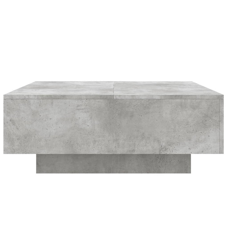 vidaXL betonszürke dohányzóasztal LED-lámpákkal 80 x 8 0x 31 cm