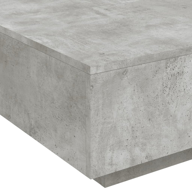 vidaXL betonszürke dohányzóasztal LED-lámpákkal 80 x 8 0x 31 cm