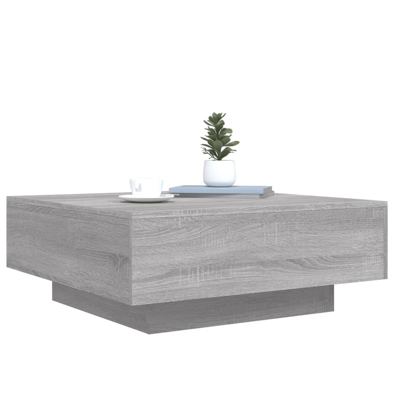 vidaXL szürke sonoma színű dohányzóasztal LED-lámpákkal 80x80x31 cm