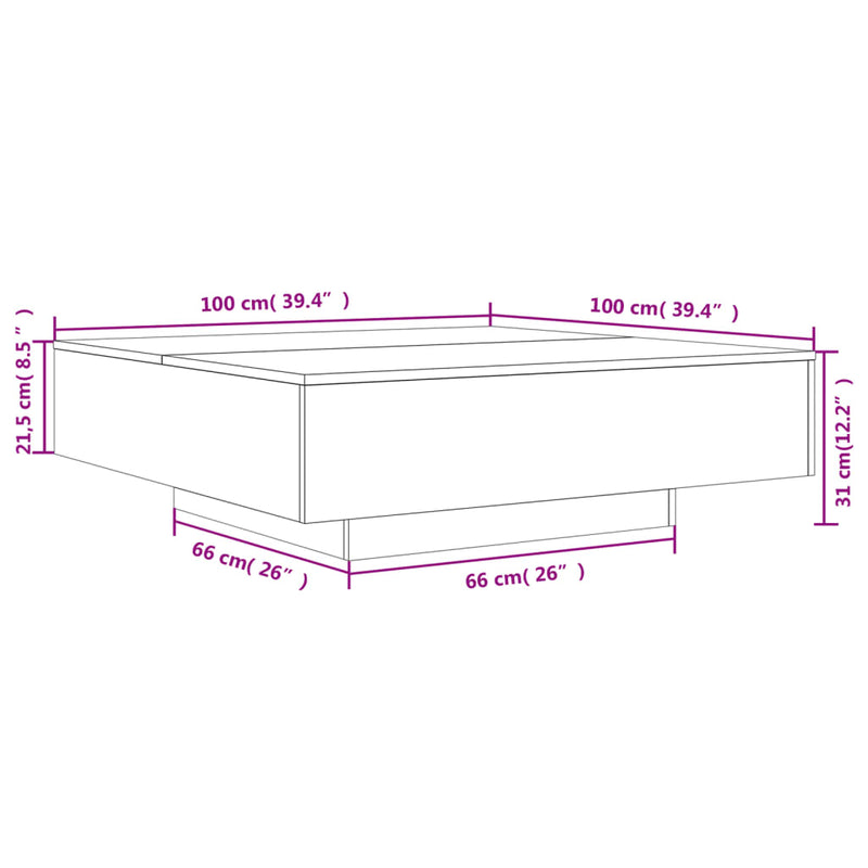 vidaXL szürke sonoma színű szerelt fa dohányzóasztal 100 x 100 x 31 cm
