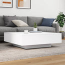 vidaXL fehér dohányzóasztal LED-lámpákkal 100 x 100 x 31 cm
