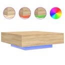 vidaXL sonoma tölgy színű dohányzóasztal LED-lámpákkal 100x100x31 cm
