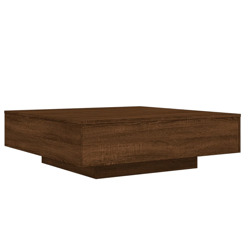 vidaXL barna tölgyszínű dohányzóasztal LED-lámpákkal 100 x 100 x 31 cm
