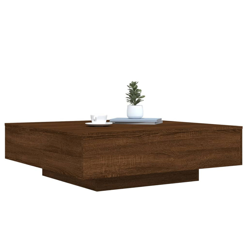 vidaXL barna tölgyszínű dohányzóasztal LED-lámpákkal 100 x 100 x 31 cm