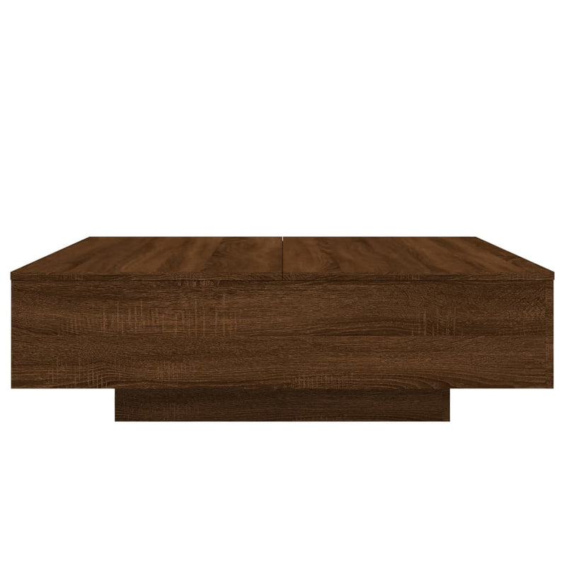vidaXL barna tölgyszínű dohányzóasztal LED-lámpákkal 100 x 100 x 31 cm