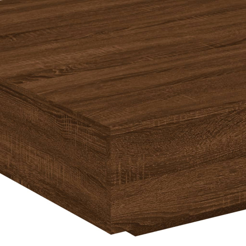 vidaXL barna tölgyszínű dohányzóasztal LED-lámpákkal 100 x 100 x 31 cm