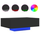 vidaXL fekete dohányzóasztal LED-lámpákkal 85 x 55 x 31 cm