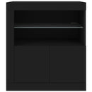vidaXL fekete tálalószekrény LED-világítással 60,5 x 37 x 67 cm