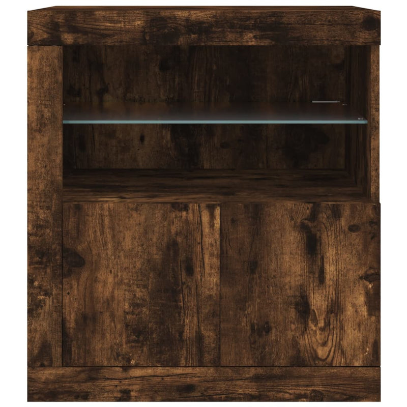 vidaXL füstös tölgy színű tálalószekrény LED-ekkel 60,5 x 37 x 67 cm