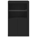 vidaXL fekete szerelt fa tálalószekrény LED-világítással