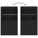 vidaXL fekete szerelt fa tálalószekrény LED-világítással