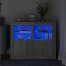 vidaXL 2 db szürke sonoma színű szerelt fa kisszekrény LED-ekkel