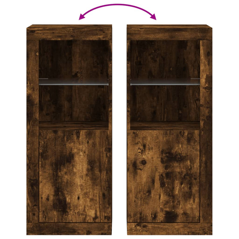 vidaXL füstös tölgy színű tálalószekrény LED-ekkel 41 x 37 x 100 cm