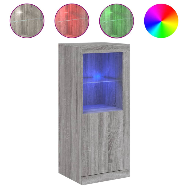 vidaXL szürke sonoma színű tálalószekrény LED-ekkel 41 x 37 x 100 cm