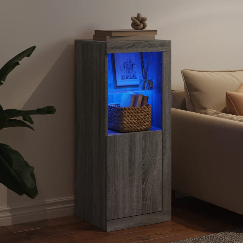 vidaXL szürke sonoma színű tálalószekrény LED-ekkel 41 x 37 x 100 cm