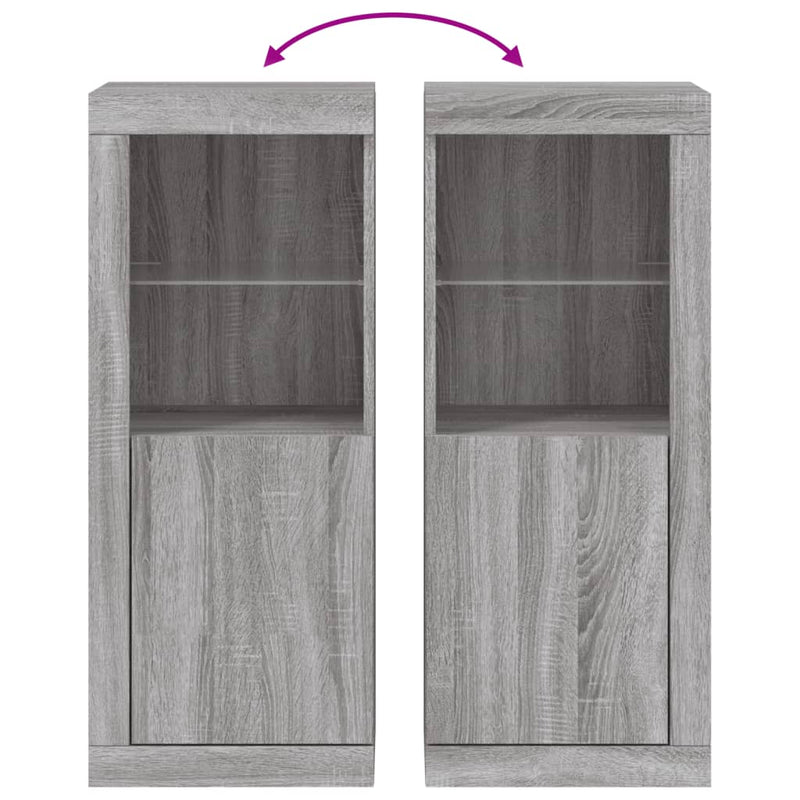 vidaXL szürke sonoma színű tálalószekrény LED-ekkel 41 x 37 x 100 cm