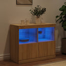 vidaXL sonoma tölgy színű tálalószekrény LED-ekkel 81 x 37 x 67 cm