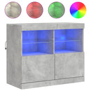 vidaXL betonszürke tálalószekrény LED-világítással 81 x 37 x 67 cm