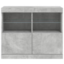 vidaXL betonszürke tálalószekrény LED-világítással 81 x 37 x 67 cm