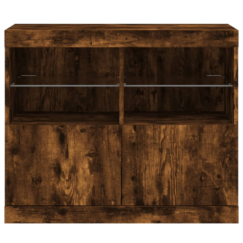 vidaXL füstös tölgy színű tálalószekrény LED-ekkel 81 x 37 x 67 cm