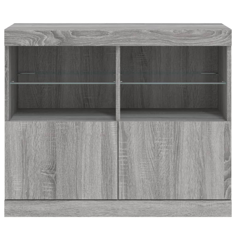 vidaXL szürke sonoma színű tálalószekrény LED-ekkel 81 x 37 x 67 cm