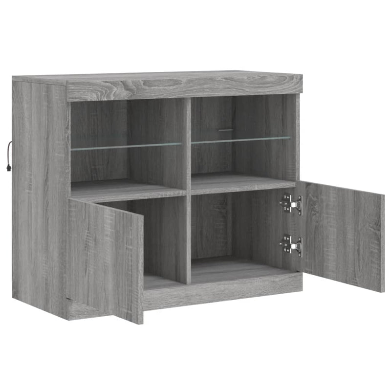 vidaXL szürke sonoma színű tálalószekrény LED-ekkel 81 x 37 x 67 cm