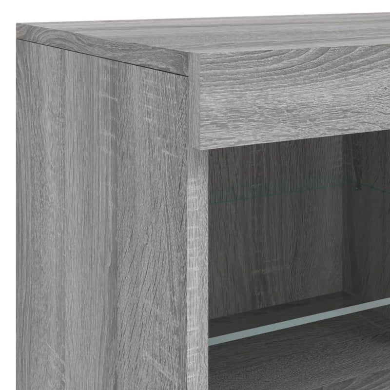 vidaXL szürke sonoma színű tálalószekrény LED-ekkel 81 x 37 x 67 cm