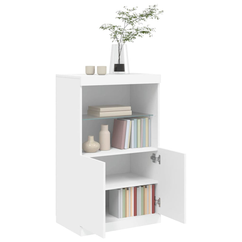 vidaXL fehér tálalószekrény LED-világítással 60,5 x 37 x 100 cm