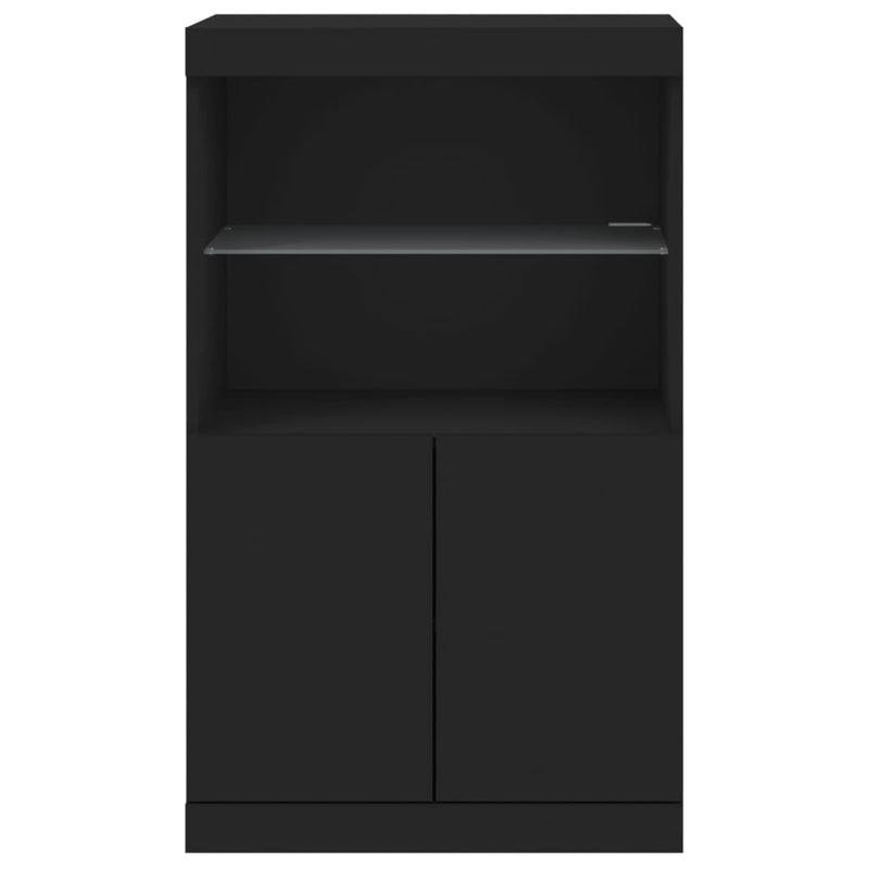 vidaXL fekete tálalószekrény LED-világítással 60,5 x 37 x 100 cm