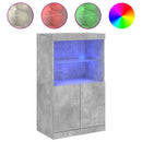 vidaXL betonszürke tálalószekrény LED-világítással 60,5 x 37 x 100 cm