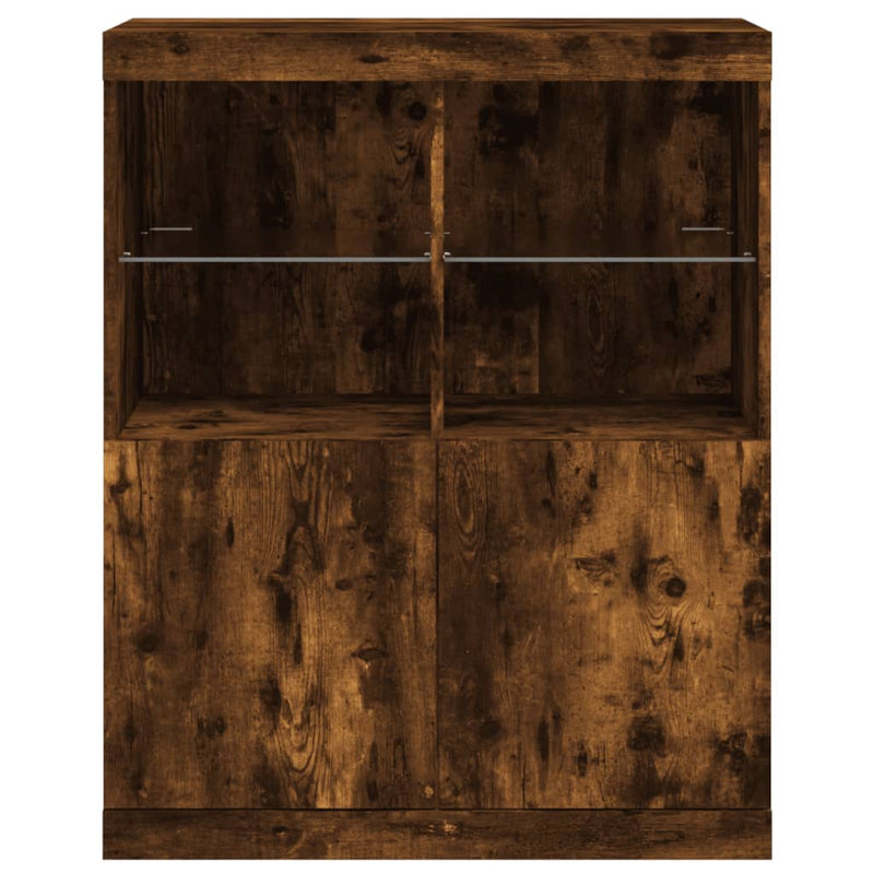 vidaXL füstös tölgy színű tálalószekrény LED-ekkel 81 x 37 x 100 cm