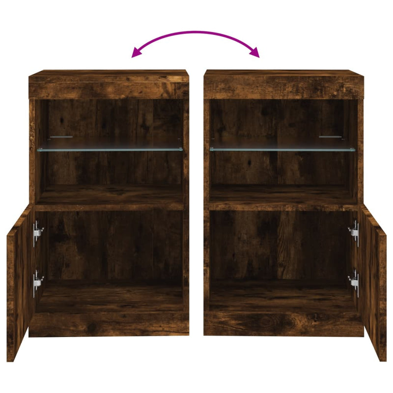 vidaXL füstös tölgy színű tálalószekrény LED-ekkel 41 x 37 x 67 cm