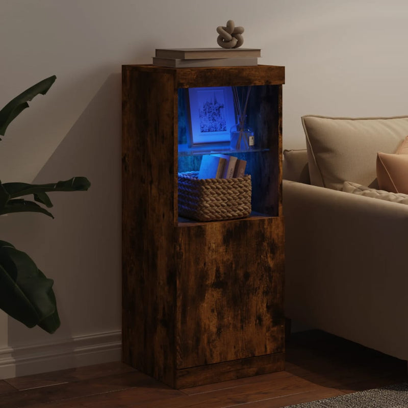 vidaXL füstös tölgy színű tálalószekrény LED-ekkel 41 x 37 x 100 cm