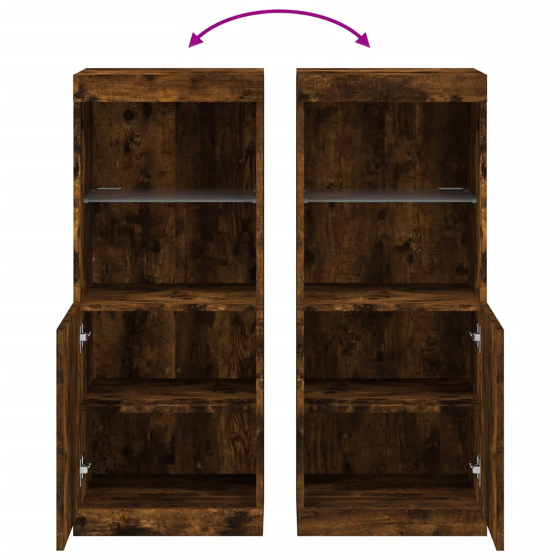 vidaXL füstös tölgy színű tálalószekrény LED-ekkel 41 x 37 x 100 cm