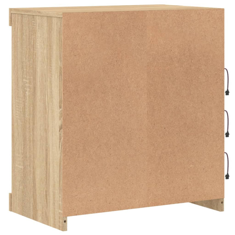 vidaXL sonoma tölgy színű tálalószekrény LED-világítással 60,5x37x67cm