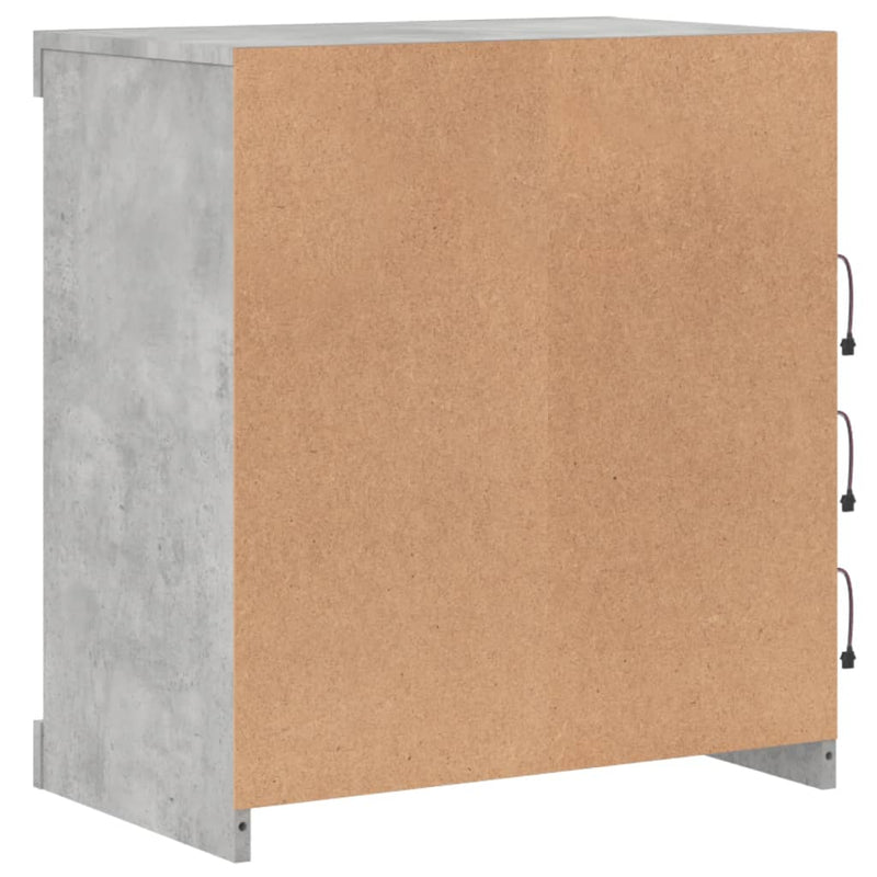 vidaXL betonszürke tálalószekrény LED-világítással 60,5 x 37 x 67 cm