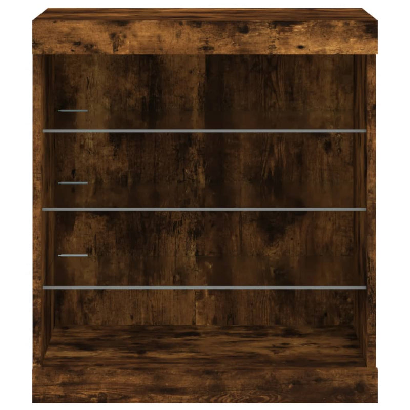 vidaXL füstös tölgy színű tálalószekrény LED-ekkel 60,5 x 37 x 67 cm