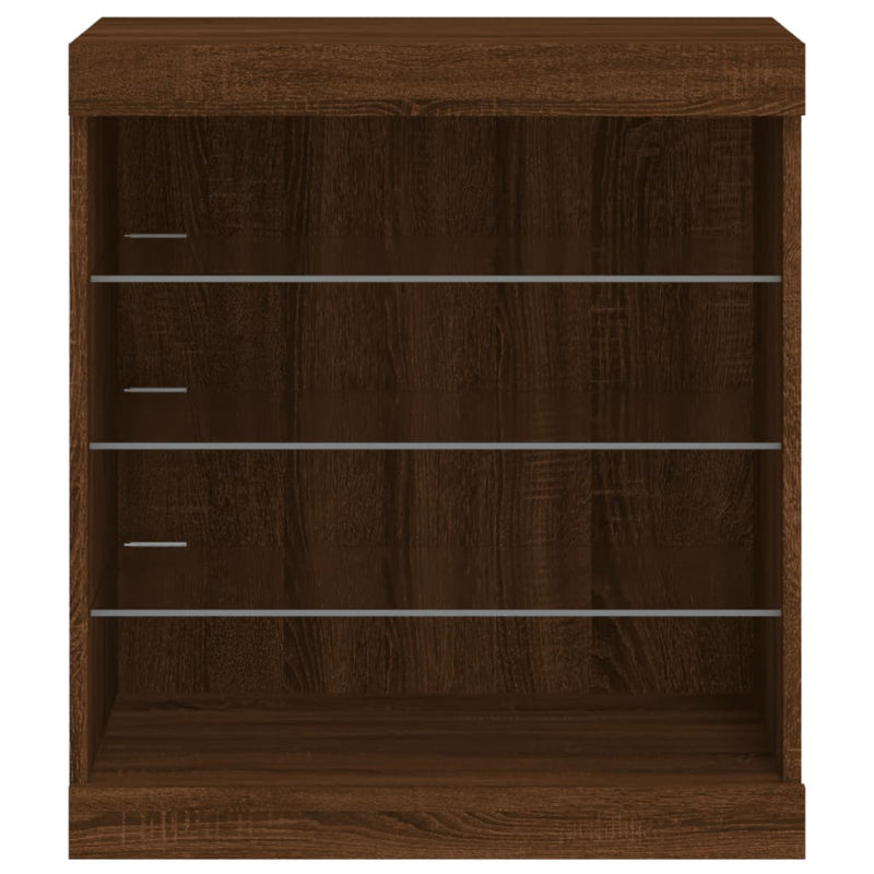 vidaXL barna tölgy színű tálalószekrény LED-világítással 60,5x37x67 cm