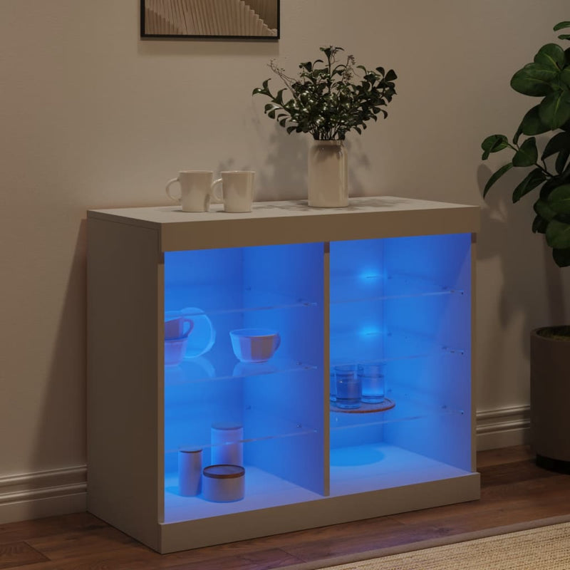 vidaXL fehér tálalószekrény LED-világítással 81 x 37 x 67 cm