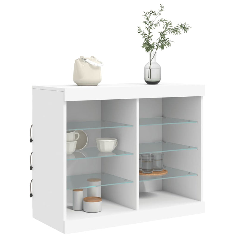vidaXL fehér tálalószekrény LED-világítással 81 x 37 x 67 cm