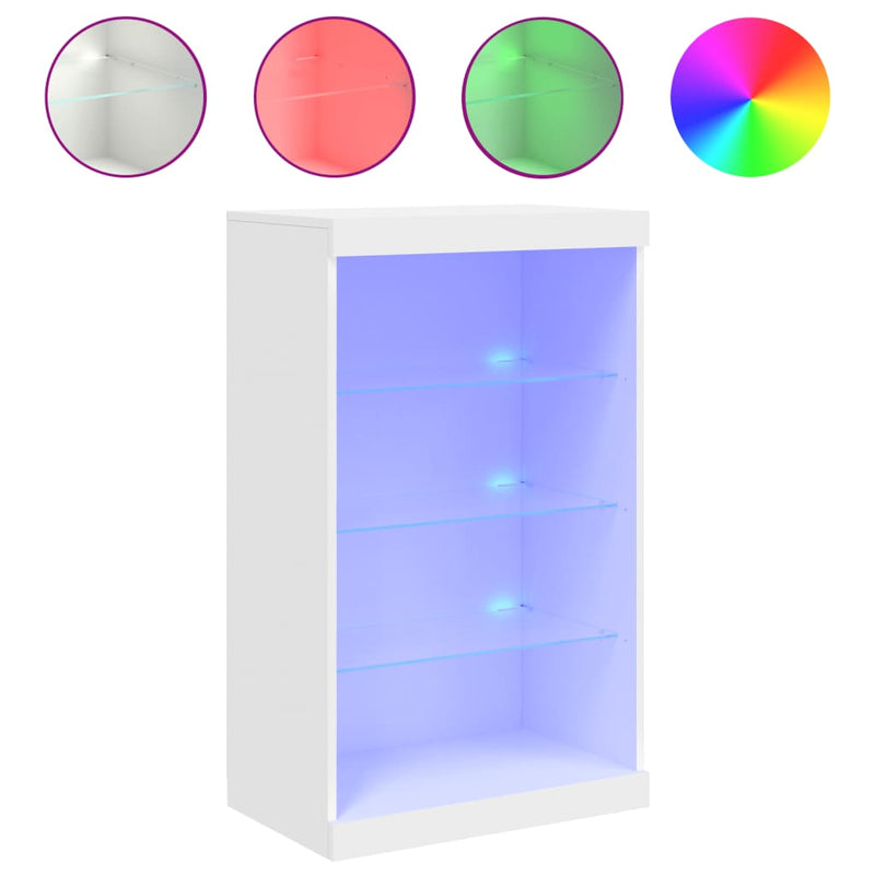 vidaXL fehér tálalószekrény LED-világítással 60,5 x 37 x 100 cm