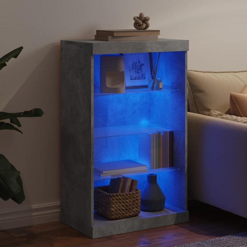 vidaXL betonszürke tálalószekrény LED-világítással 60,5 x 37 x 100 cm