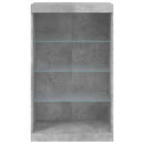 vidaXL betonszürke tálalószekrény LED-világítással 60,5 x 37 x 100 cm
