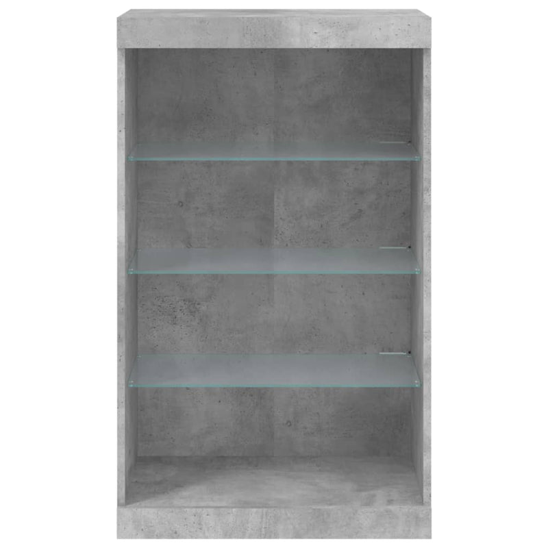 vidaXL betonszürke tálalószekrény LED-világítással 60,5 x 37 x 100 cm
