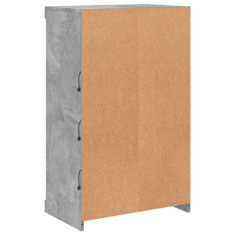 vidaXL betonszürke tálalószekrény LED-világítással 60,5 x 37 x 100 cm