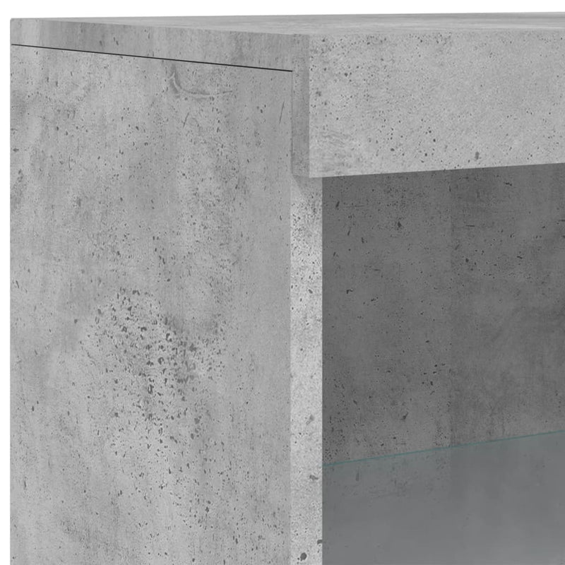 vidaXL betonszürke tálalószekrény LED-világítással 60,5 x 37 x 100 cm