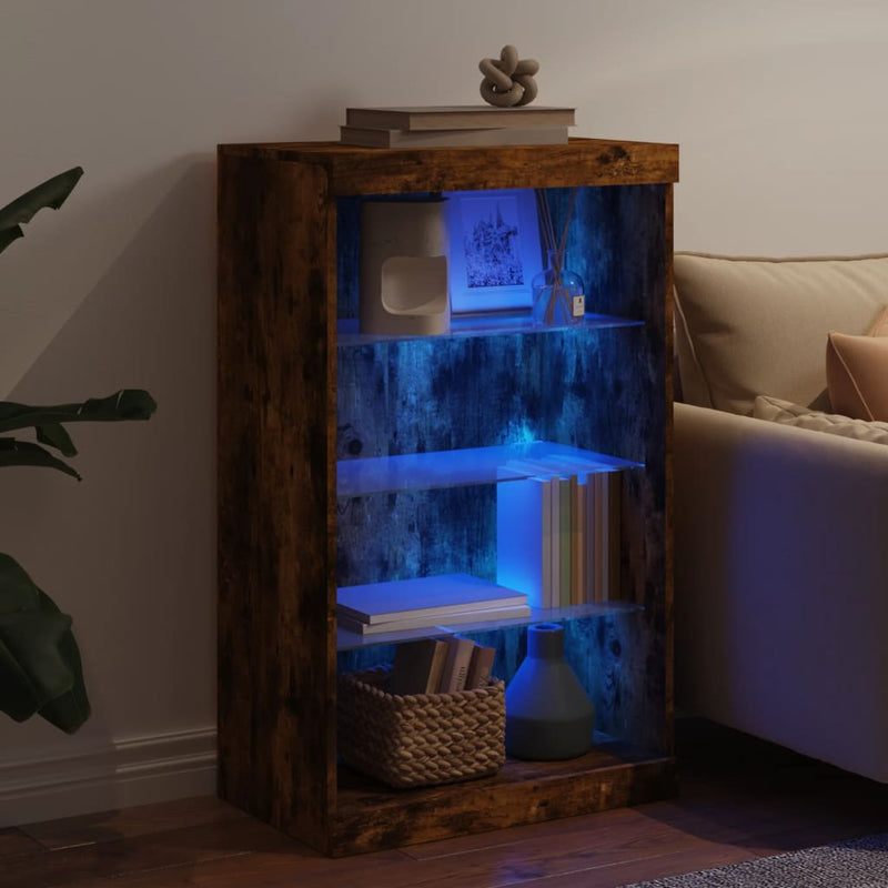 vidaXL füstös tölgy színű tálalószekrény LED-ekkel 60,5 x 37 x 100 cm