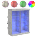vidaXL betonszürke tálalószekrény LED-világítással 81 x 37 x 100 cm
