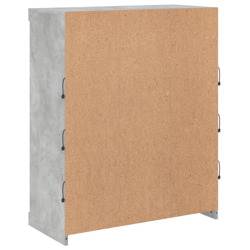 vidaXL betonszürke tálalószekrény LED-világítással 81 x 37 x 100 cm